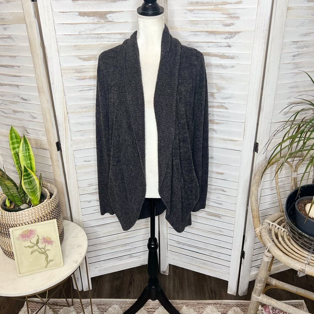 BAREFOOT DREAMS STYLE 452 Women's Med Rounded Circle Cardigan Sweater Charcoal - Picture 3 of 14